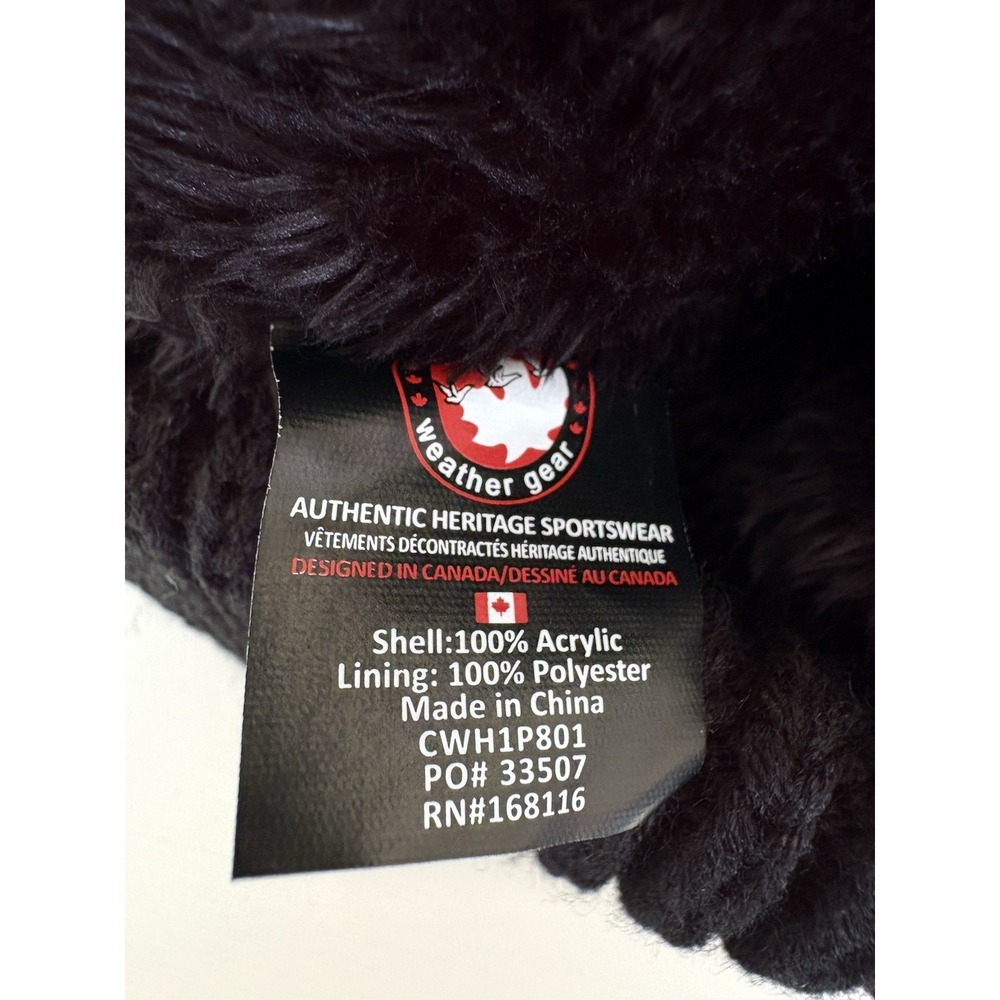 NWT Canada Weather Gear Women's Beanie Hat Black Plush Lined W/Pom Pom Gorpcore - Picture 5 of 5